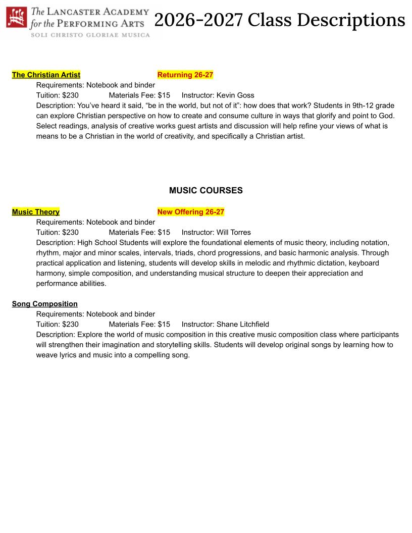 2026-2027-Class Descriptions